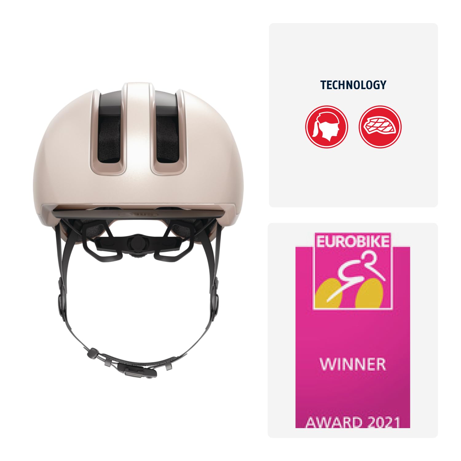 ABUS Urban Helm HUD-Y - mit magnetischem, aufladbarem LED-Rücklicht & Magnetverschluss - Cooler Fahrradhelm für den Alltag - für Damen und Herren