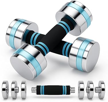 Adjustable Chrome Steel Dumbbells Set, Compact Weights with Anti-Slip Foam Handles for Home & Gym Strength Training