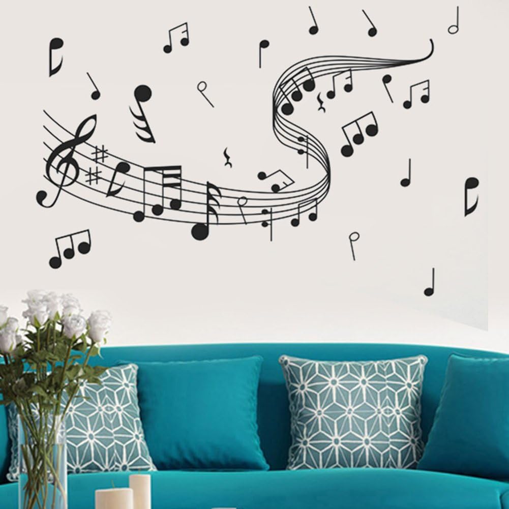 lightclub Removable Music Notes Notation Band Wall Sticker Art Decal Room Home Decor Gift Black