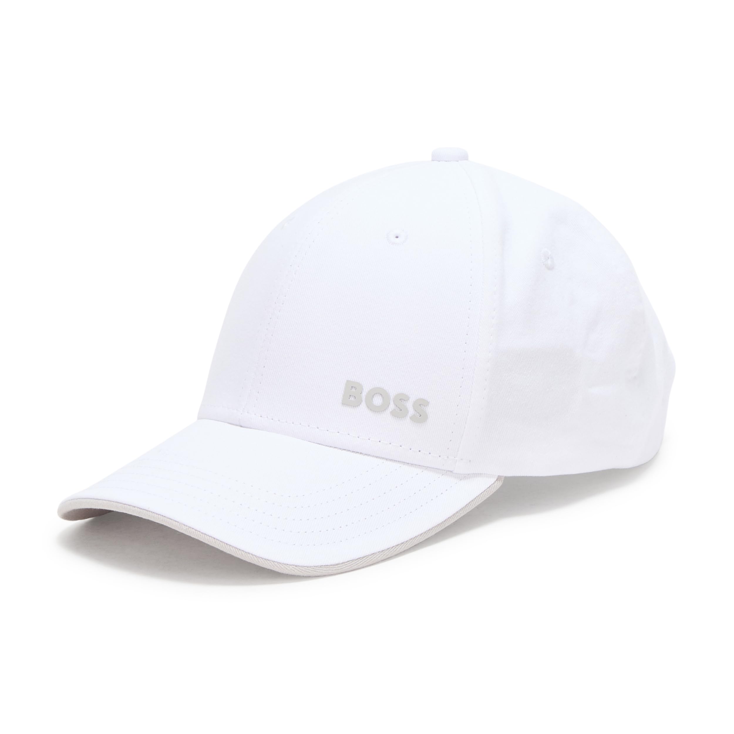 BOSS Mens Bold Logo Cotton Twill Cap One Size White Gloss