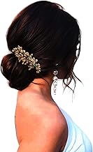 Hair Flare Hair Accessories For Women & Girls, Stylish for Wedding - Artificial Flowers & Pearl Style Juda Bun - Floral Bridal Brooch & Hair Pin, 2696 Comb Pin Golden