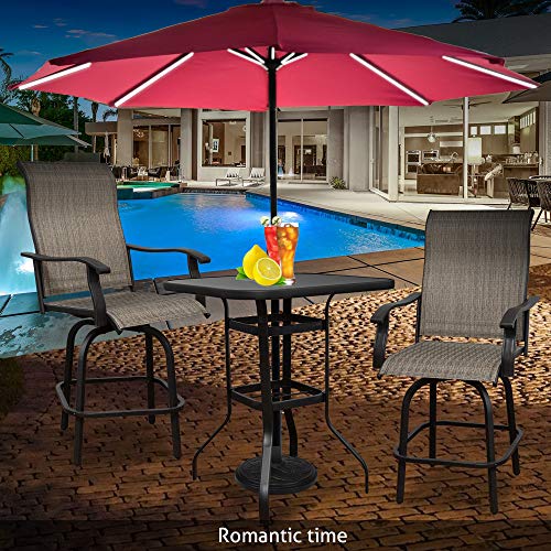 3PCS Patio Furniture Swivel Bar Set,Outdoor Furniture Patio Chairs Set,All-Weather Outdoor Patio Furniture 360 Degree Swivel Chair and Patio Table Suitable for Patio,Bar Set,Garden(2 Stools&1 Table) - Thumbnail 3