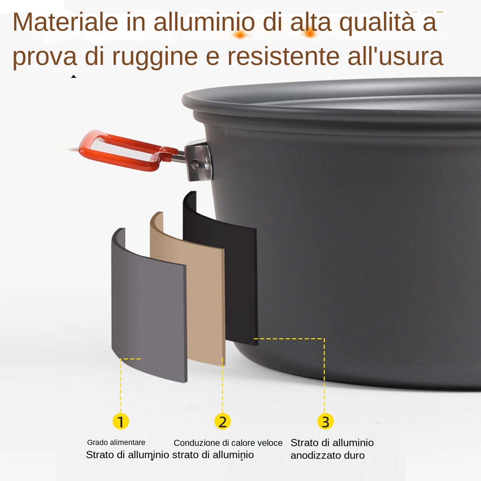 Juego de cocina para camping – Utensilio de cocina de gran capacidad con cocción al vapor, aleaciones de aluminio resistentes al calor para hervir, y cocinar al aire libre – Accesorio de picnic