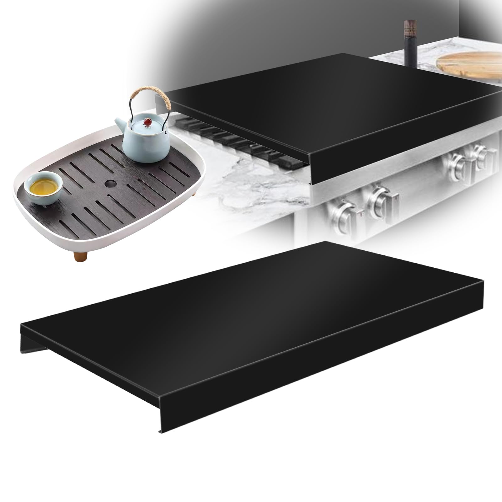 30'' Stainless Steel Stove Top Cover for Gas Stove?Heat Resistant Range Burner Cover? Noodle Board for Electric Stove/Cooktop?L30'' x W22'' xH2.5'' ?Black