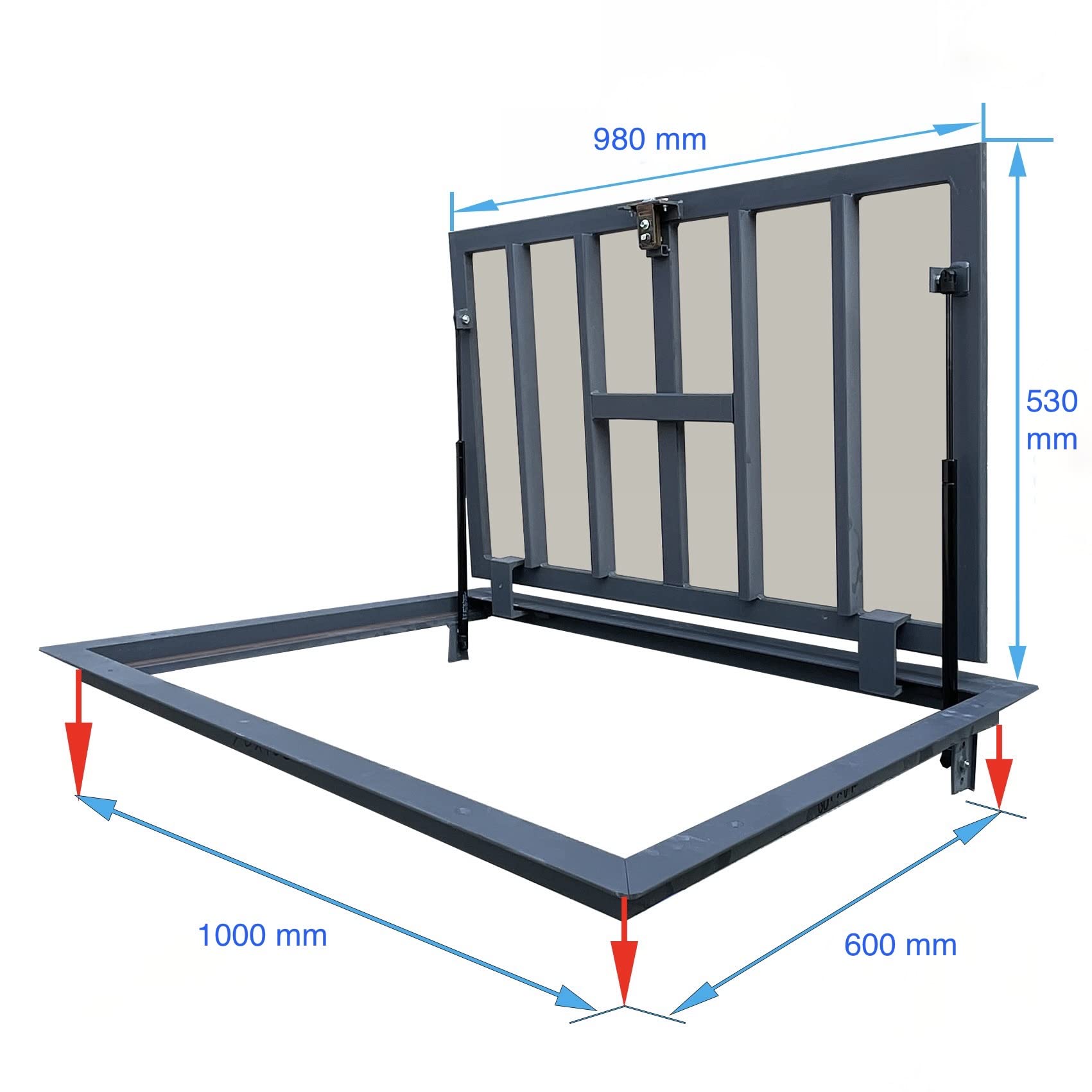Vloerluik 600 x 700 mm - Inloopschachtafdekking - Kanaalschacht - Schachtafdekking - Revisieschacht - Kelder Verborgen Deur - Robuust Stalen Vloerluik voor Kelders en Inspectieschachten