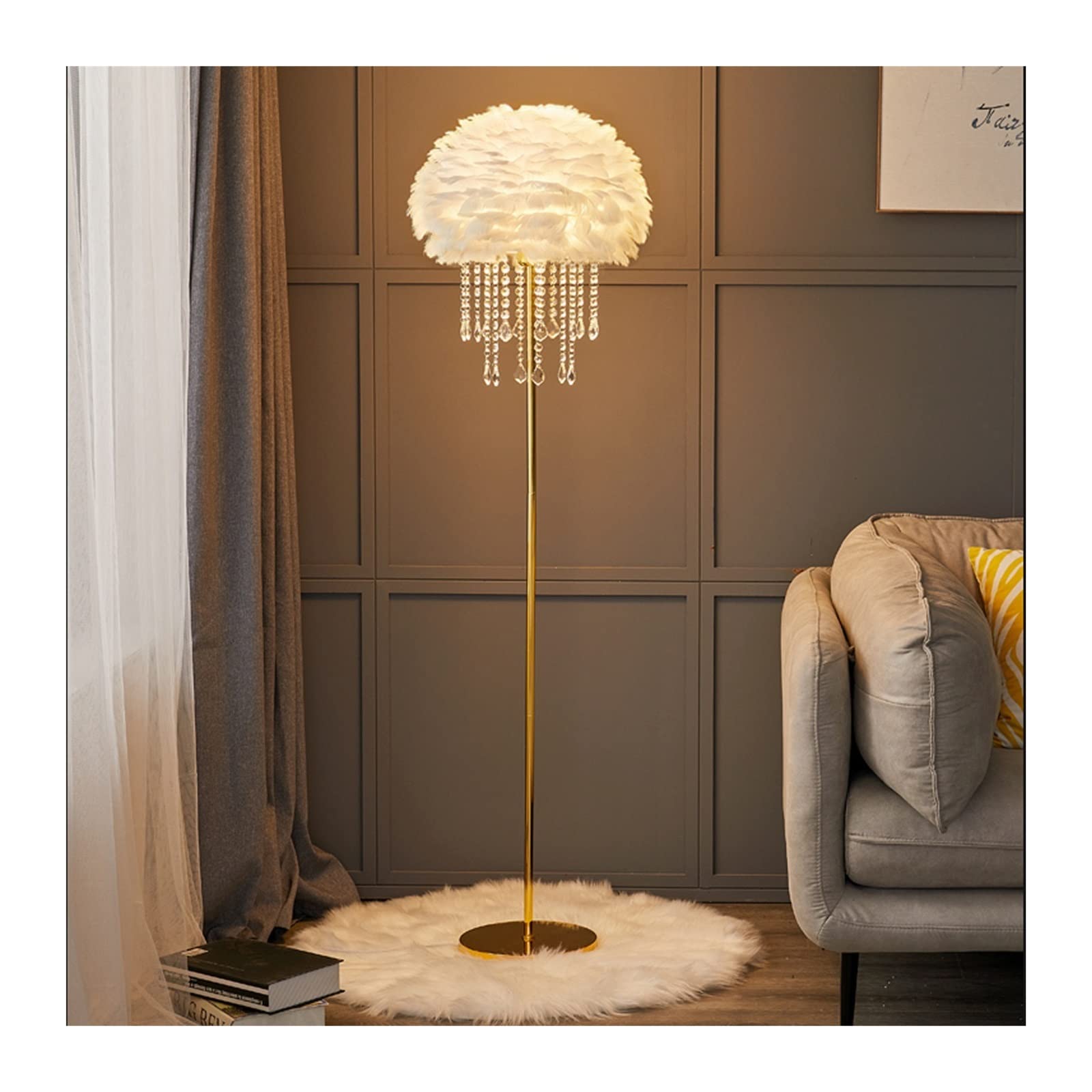Lampen warme Stehlampe auf dem Nachttisch des Bettes des Sofas (ohne Lichtquelle)(Weiß)
