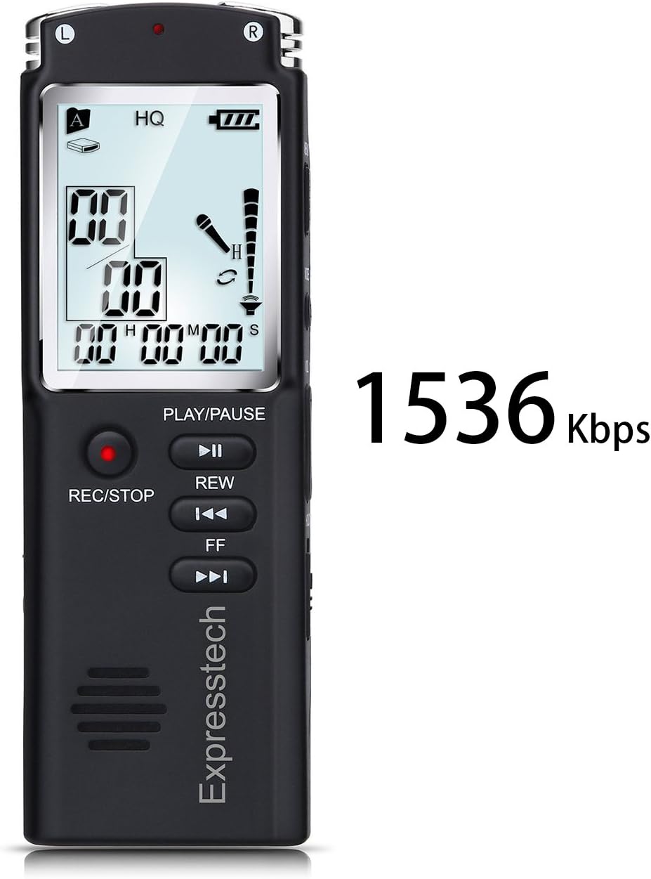 Expresstech @ Digitales Diktiergerät LCD 1536kbps 8GB Digitalrecorder ...