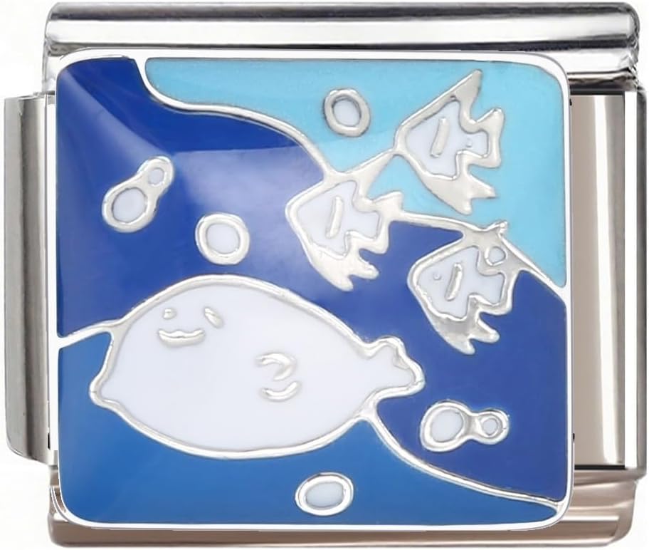 Italian Bracelet Charm,9mm,Sunset Ocean Birds Design,Nature & Mystique > Blue Ocean