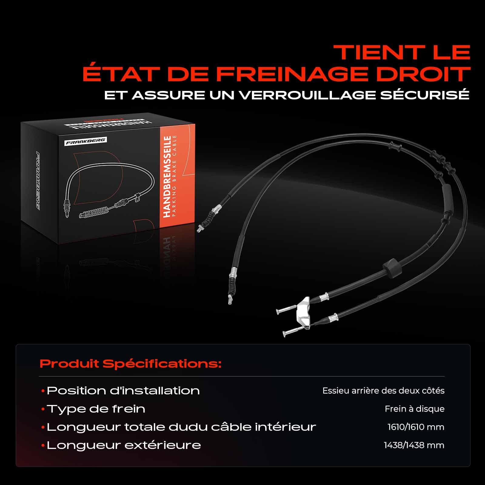 Frankberg 1x Câble de Frein à main Essieu Arrière Gauche Centre | Compatible avec Meriva X03 1.2L-1.8L 2003-2010 Meriva MK I X03 1.6L 1.8L 2003-2010 Remplacer# 522012
