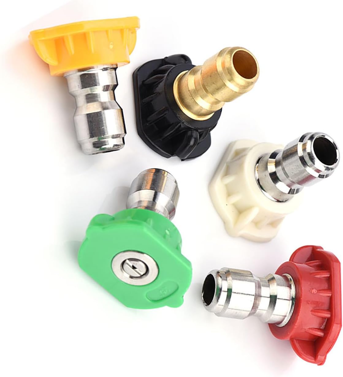 Pressure Washer Tips, 5 Pcs Pressure Power Washer Nozzle Tips for 1/4'' Quick Connect, 4000 PSI Multiple Degrees Pressure Washer Spray Nozzle (0, 15, 25, 40, 65) 2.5 GPM