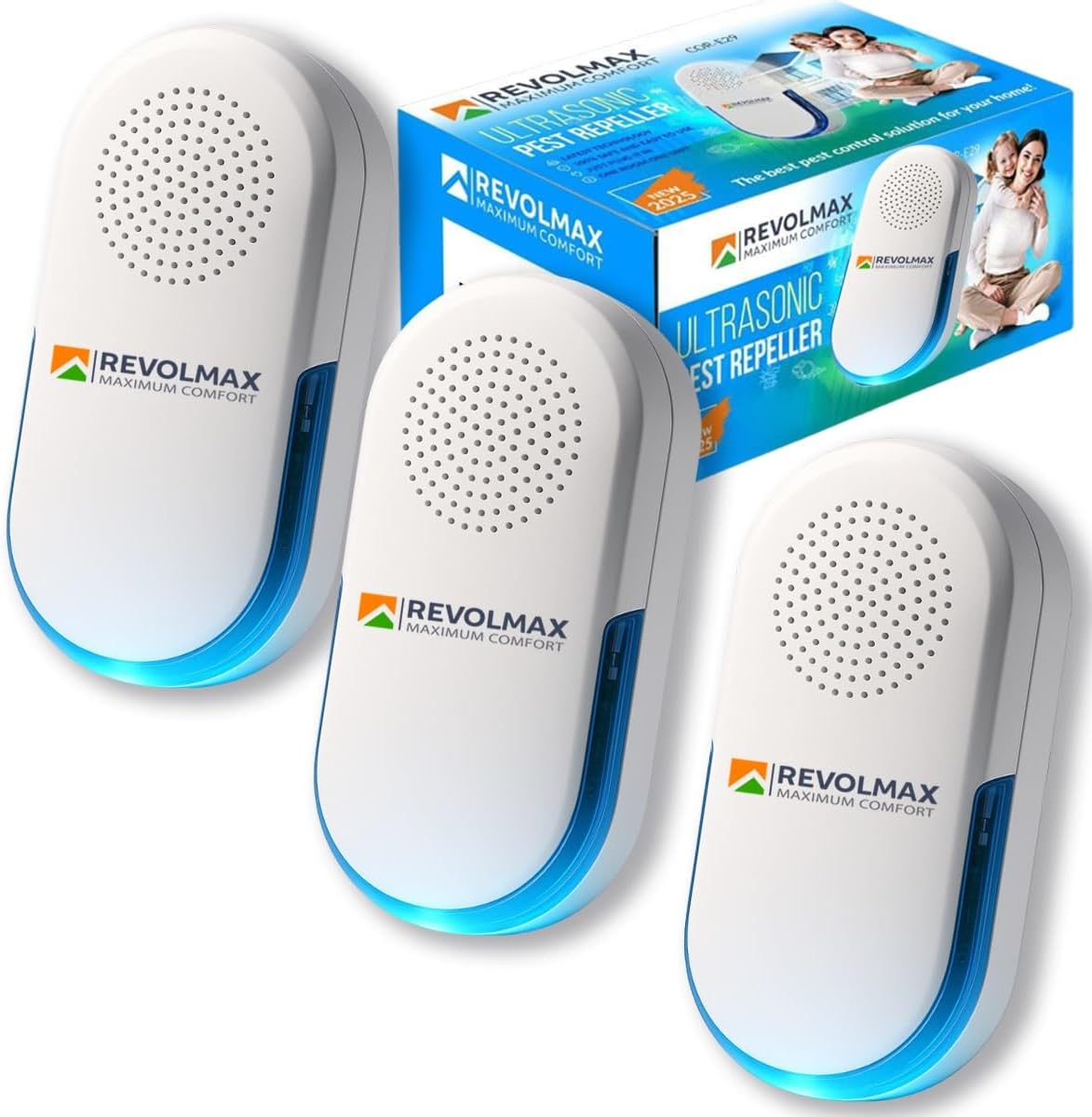 COR-E29, Ultrasonic Pest Control Repeller – Electronic & Ultrasound, Indoor Plug-in Repellent – Get rid of – Rodents, Mice, Squirrels, Bats, Insects, Bed Bugs, Ants, Fleas, Spiders, Roaches (3 Pack)