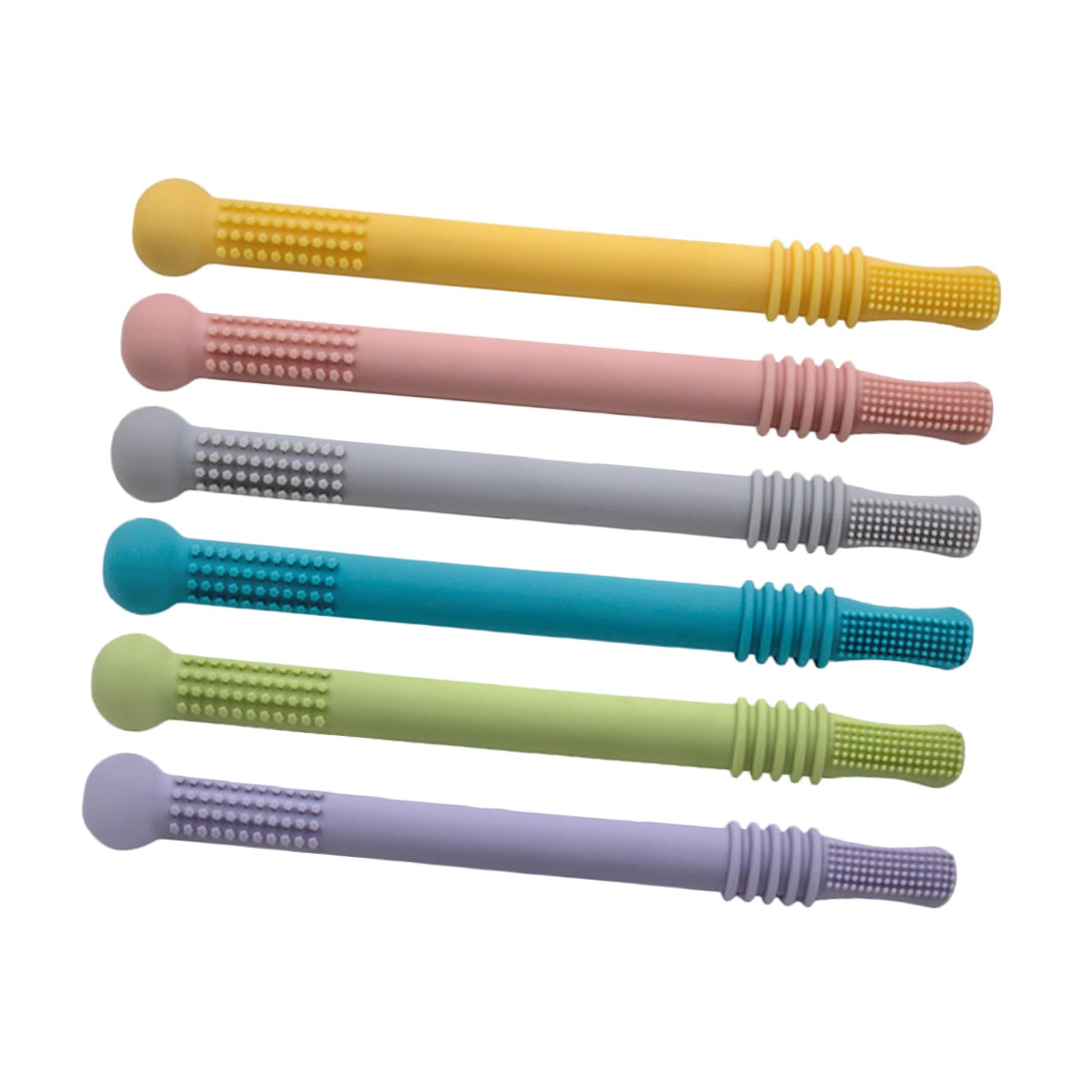 POPETPOP Tubo Dentizione Forato 6 Pezzi in Silicone, Gioco Masticabile | Straws per Eruzione Dentale, Confezione da 6, per Ragazzo Ragazza e Adulti, Regalo Compleanno o Shower