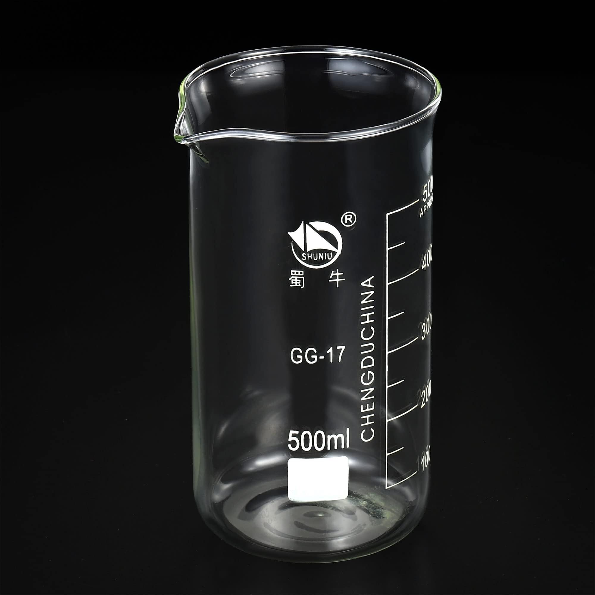 400ml Borosilikatglas Becher, Hochform mit Skala und Ausguss für Labor und Küche(500ml)