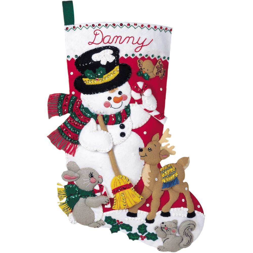 Bucilla Snowman & Friends Stocking Felt Applique Kit 18" Long 84951