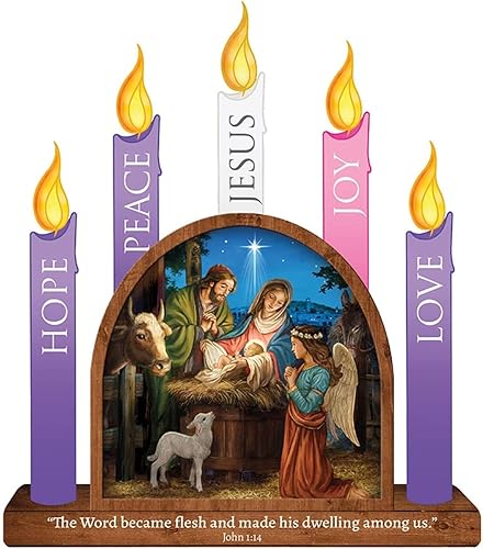 Juego de coronas de Adviento magnéticas Hope Peace Joy Love mini velas kit de Navidad sin llama accesorios de vacaciones refrigerador 85 x 105