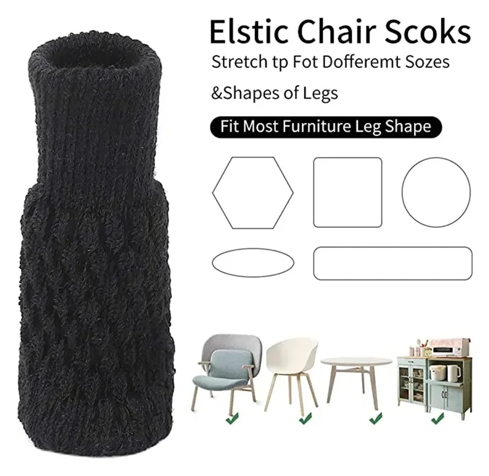 Protector Patas Sillas Funda de calcetín for Muebles de Punto, Pata de Silla con Almohadilla de Fieltro, Tapa Antideslizante(24Pcs Khaki)
