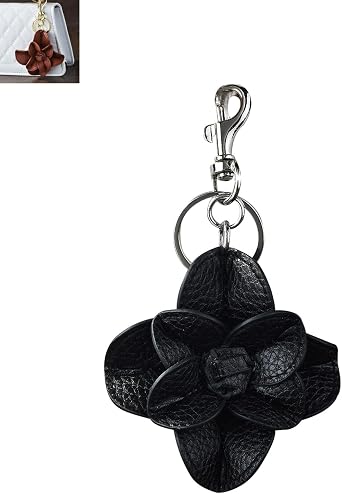 Genuine Leather Flower Keychain, Car Keyring Fob Boho Accessorie for Women Cute Keyring Charm for Handbags