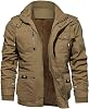 KEFITEVD Men's Winter Fleece Jacket Thick Warm Coat Multi Pocket Military Jacket With Removable Hood