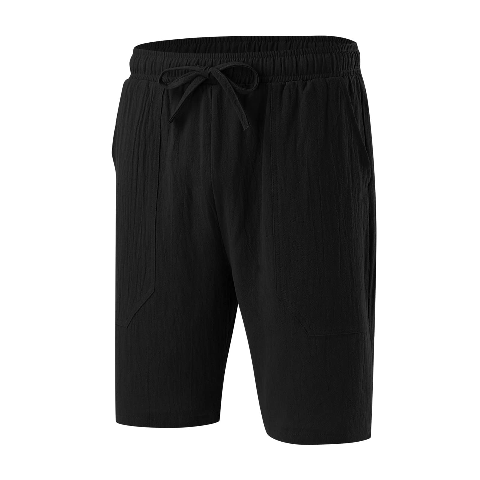 Pantaloncini Uomo Estivi Lino Cotone Pantaloni Corti Uomo Sportivi Casual Leggero Bermuda Comodo Tinta Untia Shorts Eleganti Pantalone Corto con Coulisse e Tasche Short da Spiaggia S-5XL