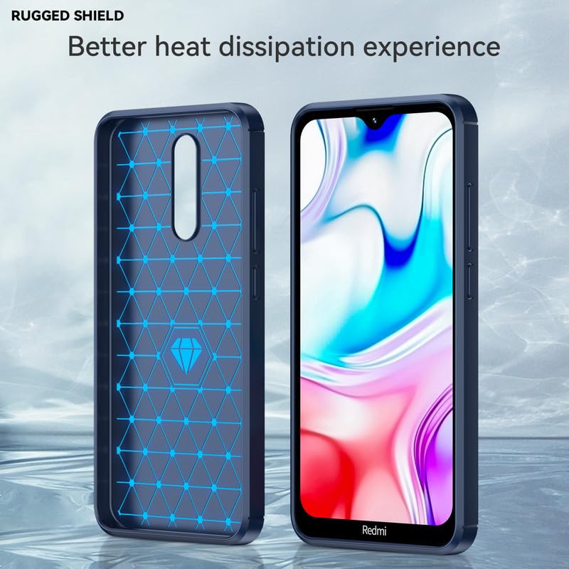 Image of Hybrid Carbon Fiber Back Case for Mi Redmi 8 (Blue)
