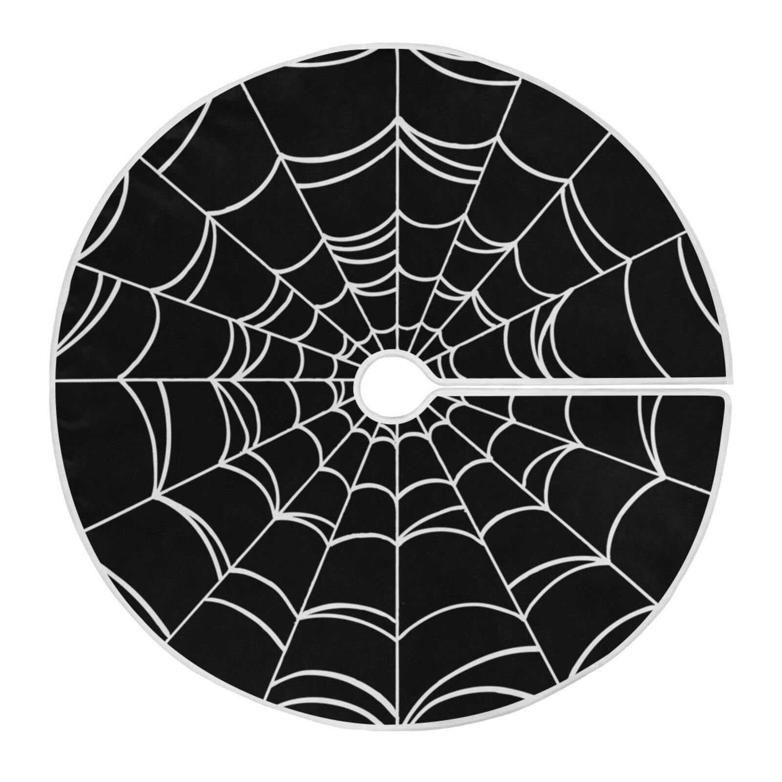 XUWU 48inch Halloween Christmas Tree Skirt Goth Spider Web Christmas Tree Decoration Tree Ornaments New Year Holidays Indoor and Outdoor Decorations