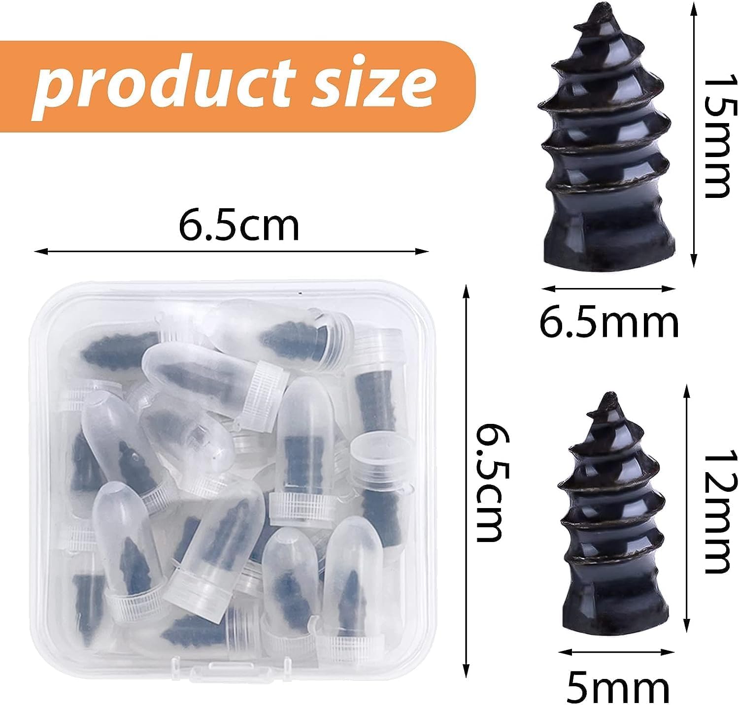 Tinkpin (50 Pc's) Tire Repair Rubber Nail Car Tire Repair Nails Tire Repair Rubber Screws Fast Tire Repair Tool for Car Motorcycle Tire Puncture Repair, Black 2