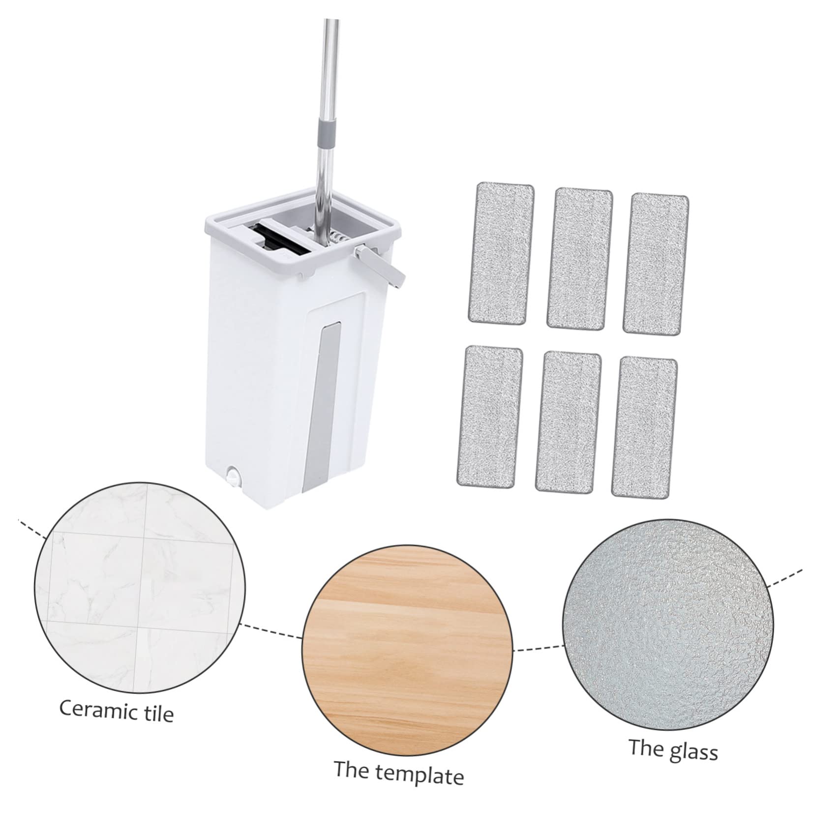 Juego de Trapeador de Microfibra con Cubo 1 Set y 6 Recambios