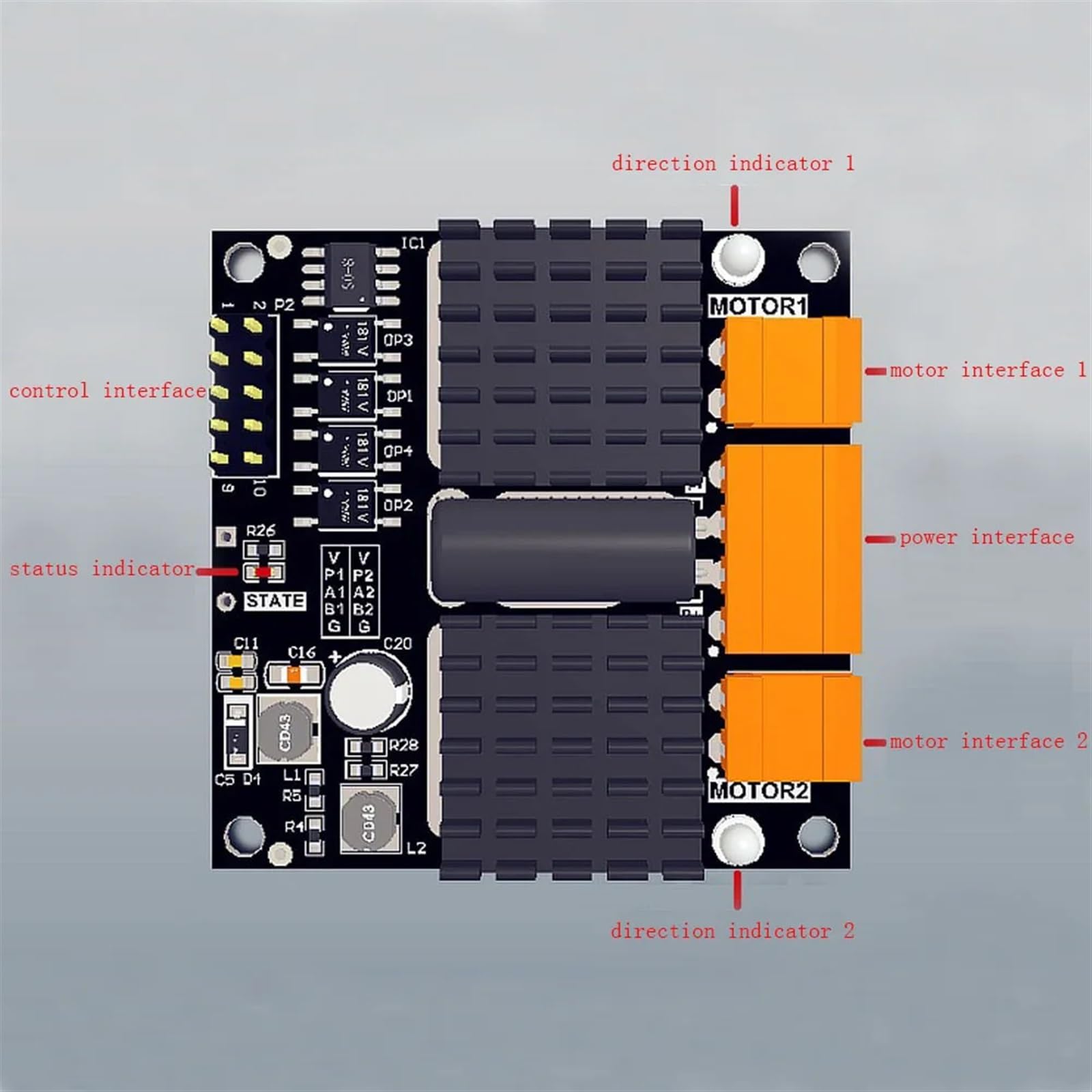 Módulo de accionamiento de Motor CC de doble canal, puente H, placa de control for Motor, velocidad del Motor, controlador de rotación inversa hacia adelante, más de L298N
