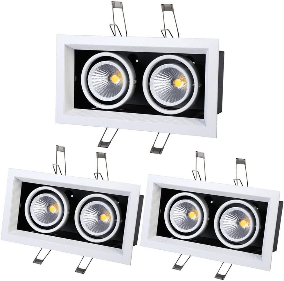 USMJQVZ Rectangular White Downlight Kit,3 Pcs Angle Adjustable LED