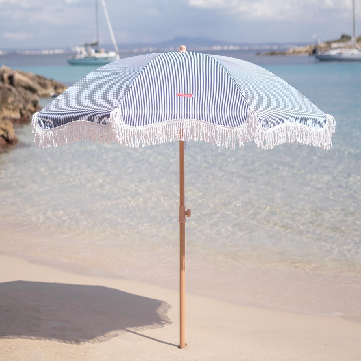 Flamingueo Sombrilla Playa, Piscina, Terraza Exterior, Protección UPF 50+, Altura y Orientación Regulable, Funda de Transporte, Poliéster, 210 x 180 cm