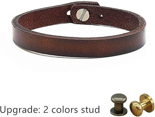 Miniatura 3 de Pulsera de cuero genuino para hombre, hecha a mano, ajustable, estilo punk, pulsera de cuero para hombres