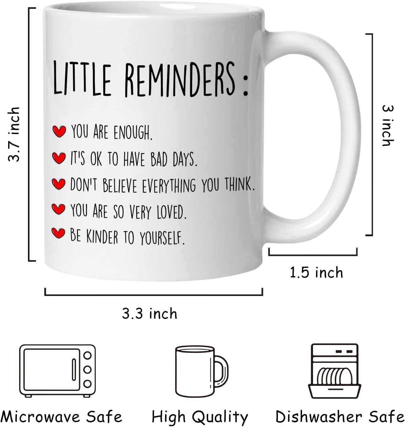 Little Reminders Inspirational Coffee Mug, Positive Affirmation Gifts for Women Men, Motivational Mental Health Ceramic Coffee Tea Cup Mug 11oz - Image 6