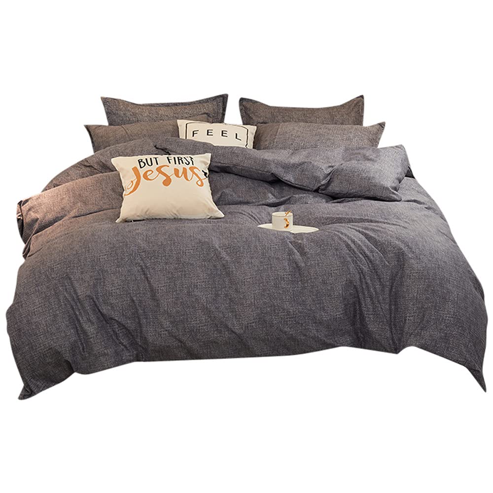 Treer-Shop Grey Trend Treer Duvet Cover Sets Pillowcases 3Pcs Polyester, Single Double Super King Size Bedding, Simple Geometry Bed Set -Reversible Quilt Cover And 2*Matching Pillow Case (,200X200cm)