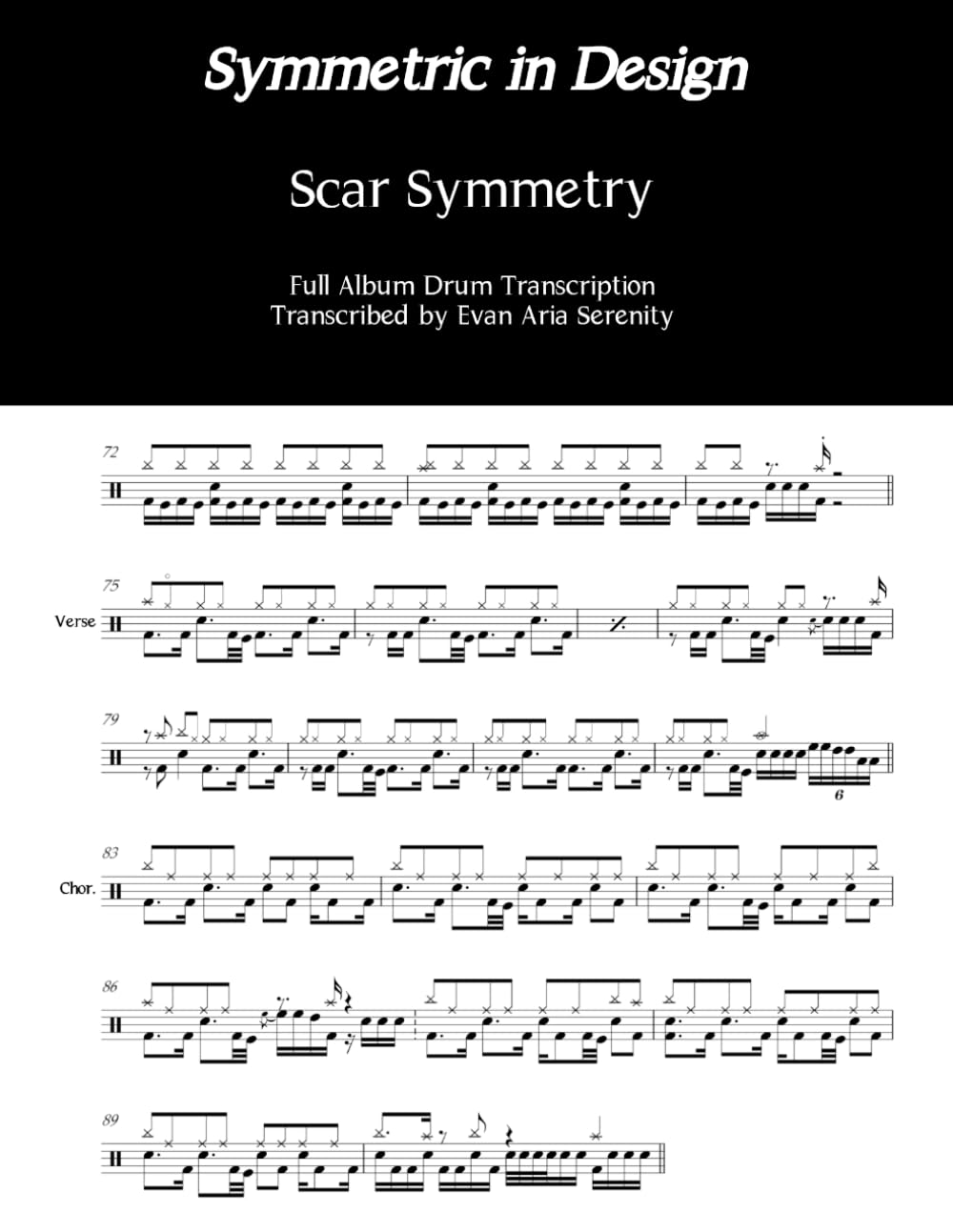 Scar Symmetry Symmetric in Design partition batterie complète metal et tablature drum livre