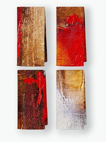 QODUNG Abstract Oil Painting Red Orange Yellow Textured Collage Soft Absorbent Kitchen Towels Dishcloth 16x24 Inch Set of 4,Modern Street Art Tea Towels Hand Towels for Kitchen Bathroom