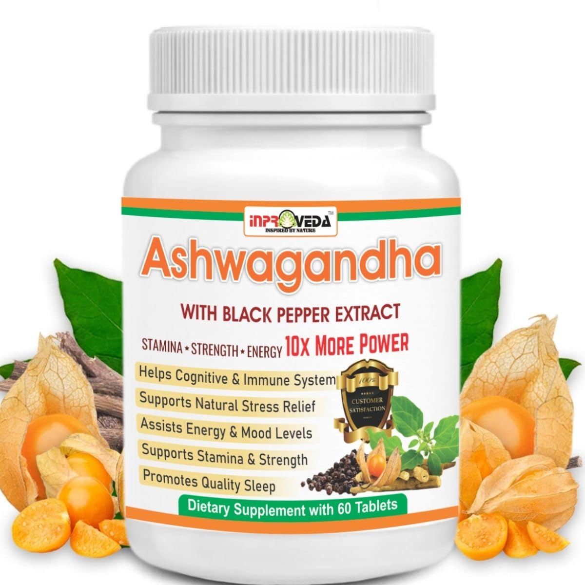 Inproveda Ashwagandha 500mg - 60 Tablets | Extra Strength Natural Stress Relief | Rejuvenates Mind & Body | Improves Stamina & Energy | General Wellness
