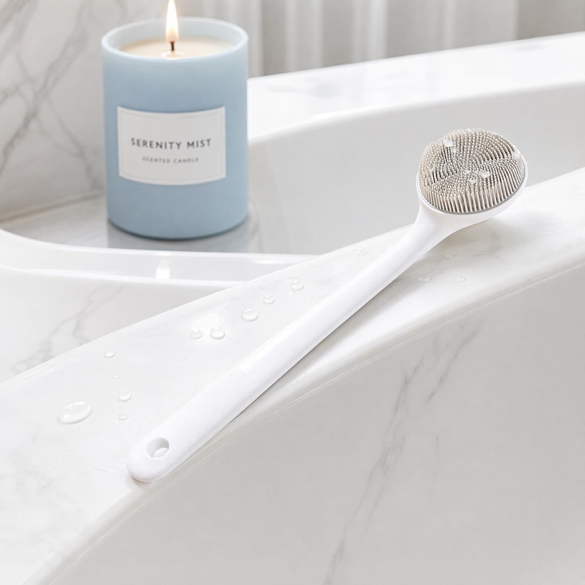 Housoutil 2 Piezas cepillo de silicona para fregar cepillo de baño de mango largo cepillo de exfoliación corporal cepillo de baño para la espalda fregadoras de limpieza de espalda limpio