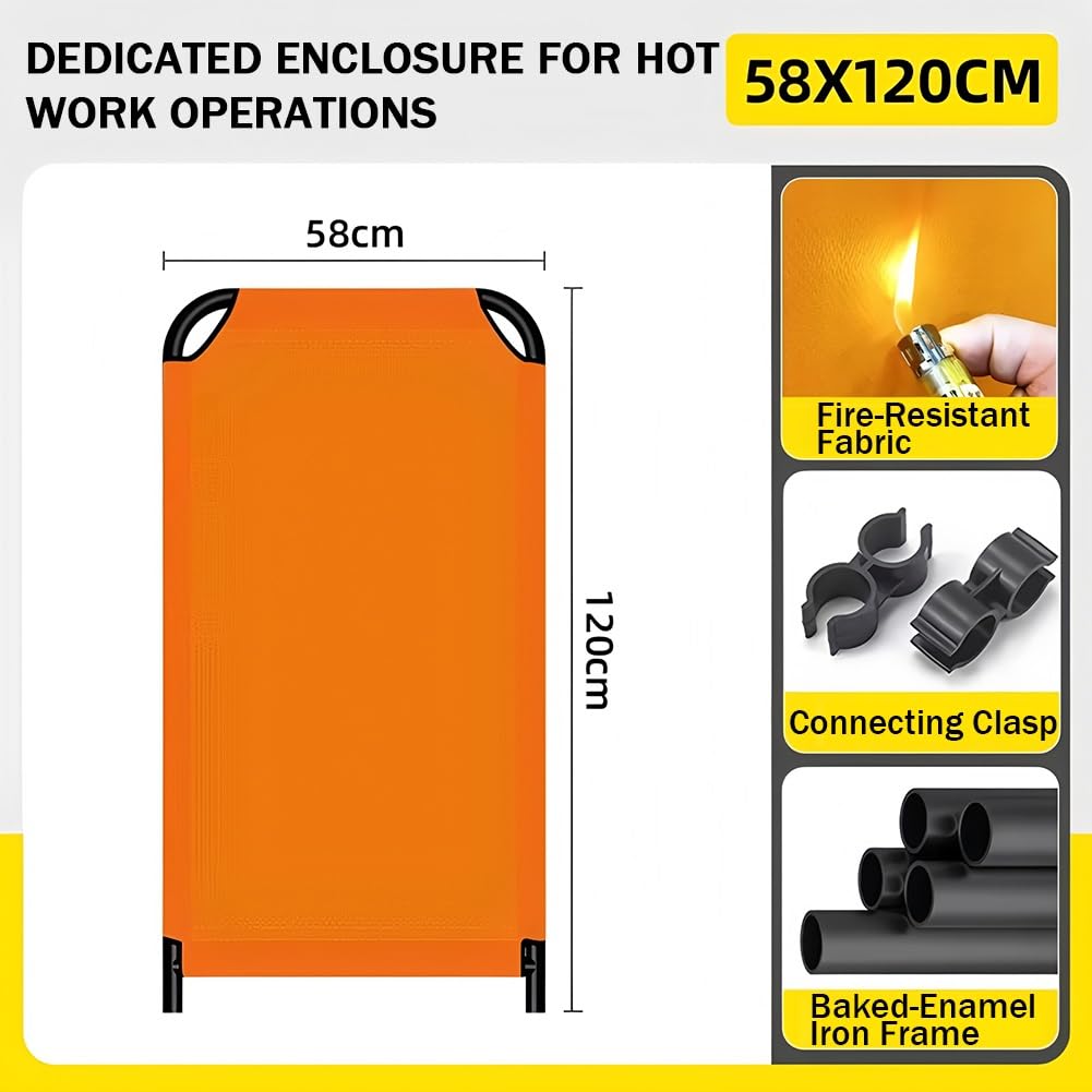 Écran De Protection De Soudage Ignifuge Mobile, Écran De Protection De Soudage Sur Pied À Un Panneau Avec Cadre, Enceinte Pare-étincelles Pour Garage, Usine Ou Cabine De Soudage(58x120cm)