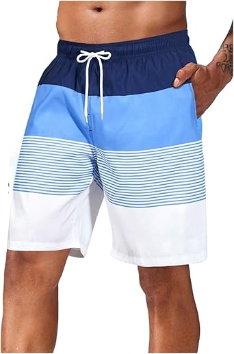 Mens Swim Trunks Mens Drawstring Wide Leg Beach Shorts, Loose and Quick Drying Sports Pants, Vacation Swimming