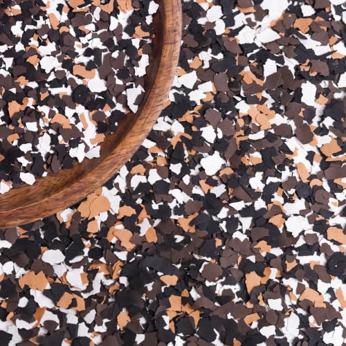 Blend Color Chips para Garage, Escamas de Piso de Epoxi para Pisos de Concreto, Escamas Decorativas para Paredes Pintura Interior Exterior (10LB, Negro, Blanco, Amarillo, Café)