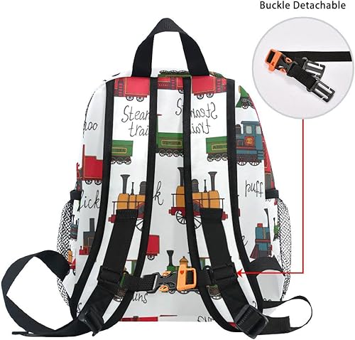 Miniatura 5 de Mochila personalizada con nombre para niños, mochila de dibujos animados de trenes vintage para guardería, viajes, con nombre personalizado, bolsa