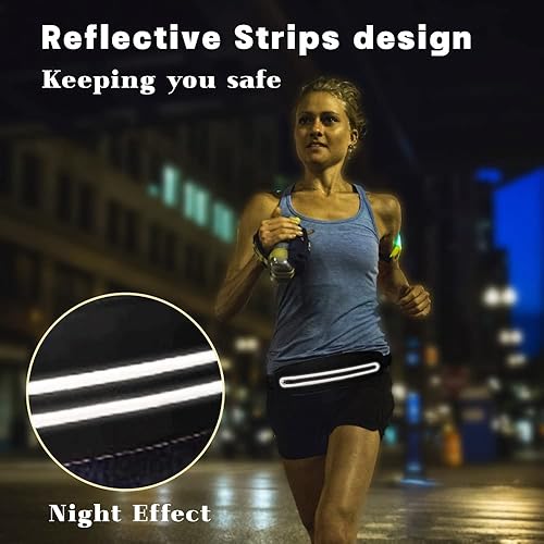 Miniatura 3 de Cinturón para correr para mujeres y hombres, elegante, ajustable, impermeable, reflectante. Ajuste cómodo, cremallera duradera, bolsillo espacioso,