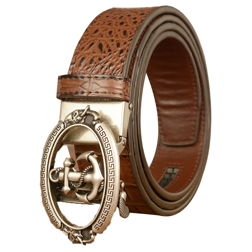BDAYEK Men's Belt Mens Colourful Cowhide Belt Automatic Buckle Ratchet 110Cm 43Inch