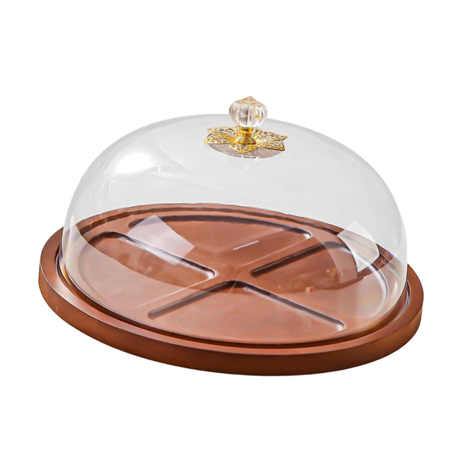 Présentoir à gâteaux avec couvercle, plateau de service, assiette de rangement, porte-cupcakes pour fêtes, festivals, mariages et fruits, Rond 27x15cm