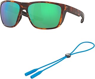 Costa Del Mar 06S9002 Sunglasses Bundle: 06S 9002 900209 Ferg 191 Matte Tortoise Green and Bow-line Silicone Costa Blue le...