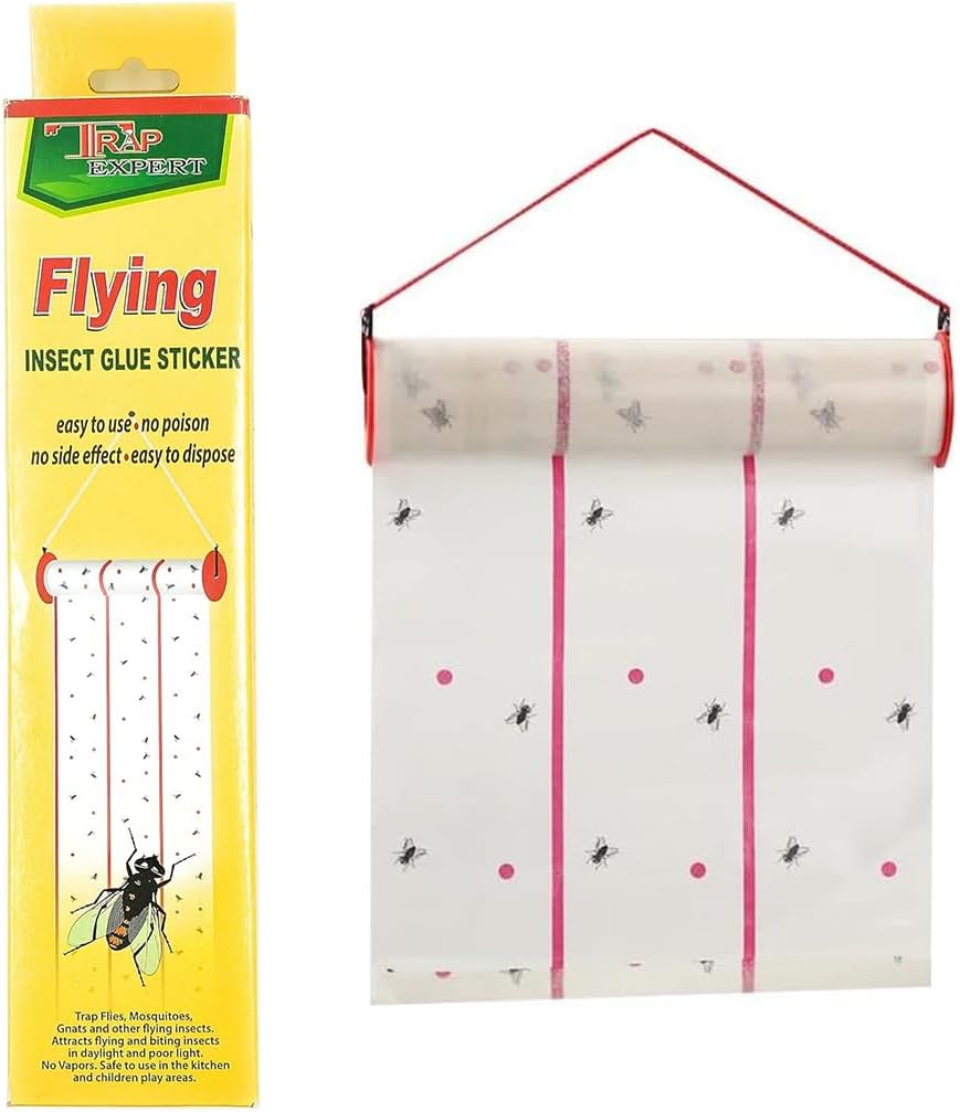 Supvox® Fly Trap Kit for Insects, Whiteflies, Aphids, Leaf Minor, Thriphs, Ultra Sticky Trap Roll for Insect in Garden & Farm for Indoor or Greenhouse Use, Hangable Fly Sticker Paper (4m*25cm)