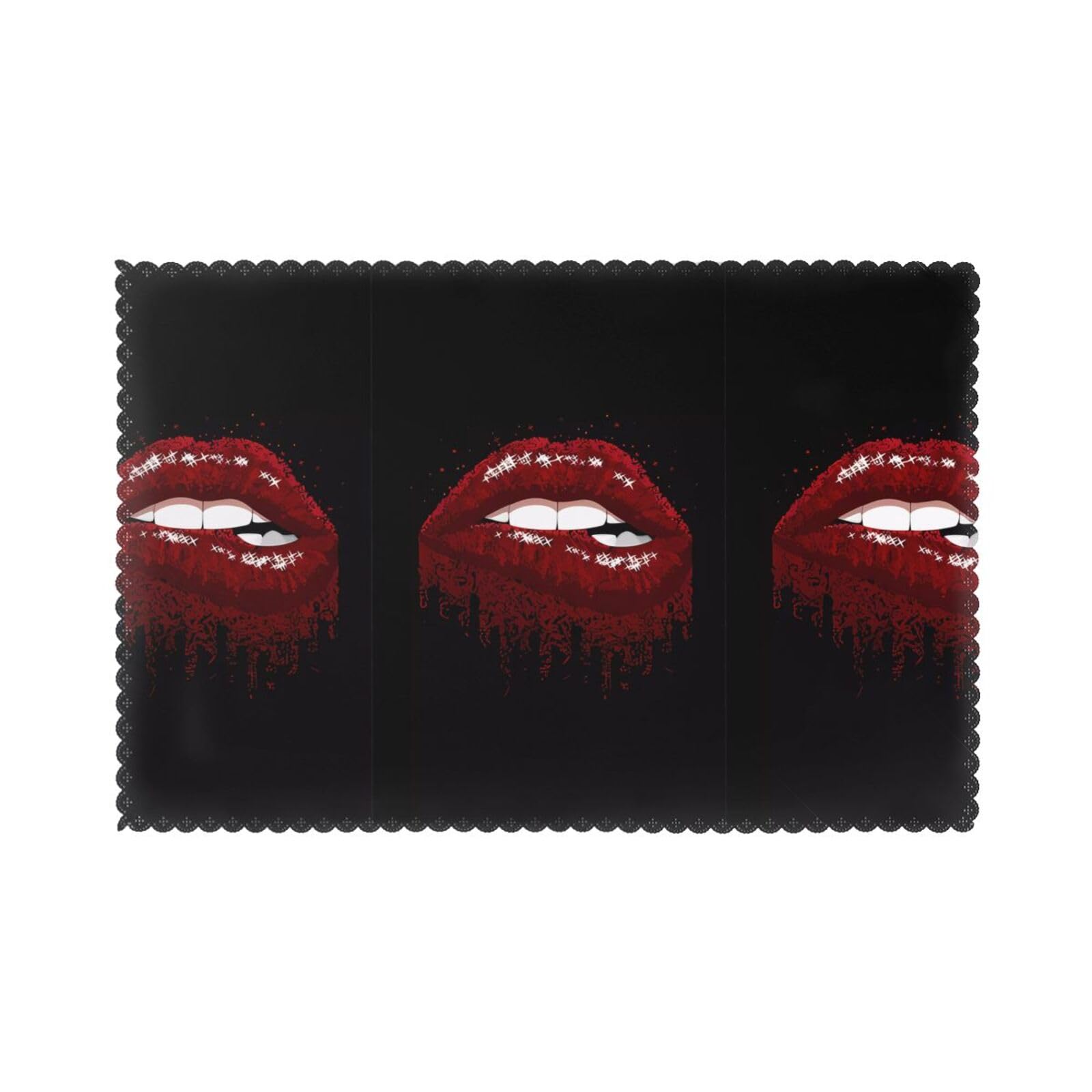 WHJSHOP Red Lips Prints Placemats Set of 6 12x18in – Transform Your Table into a Cozy Haven for Memorable Meals