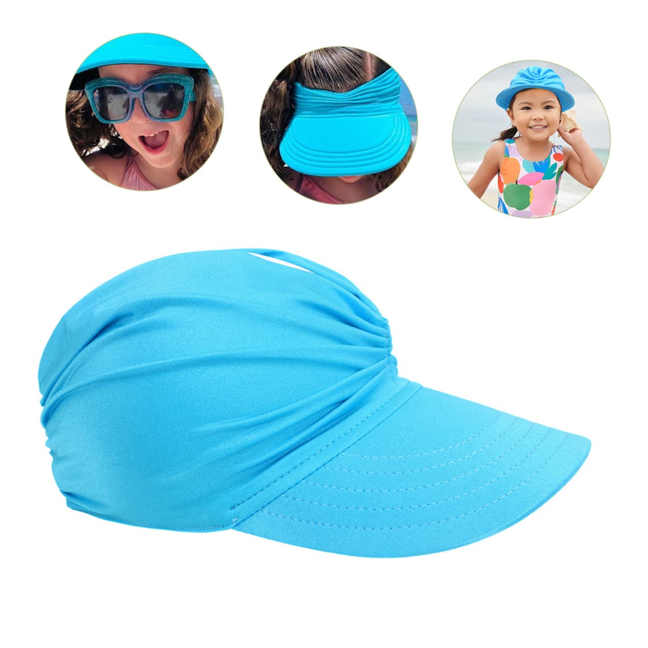 KOMBIUDA 4pezzi Cappello Sole Estivo per Ragazzo Ragazza con Visiera Larga Cappello da Spiaggia e Traspirante Protezione UV per attività all Aperto Adatto Viaggi e Vacanze Lago Taglia Anni