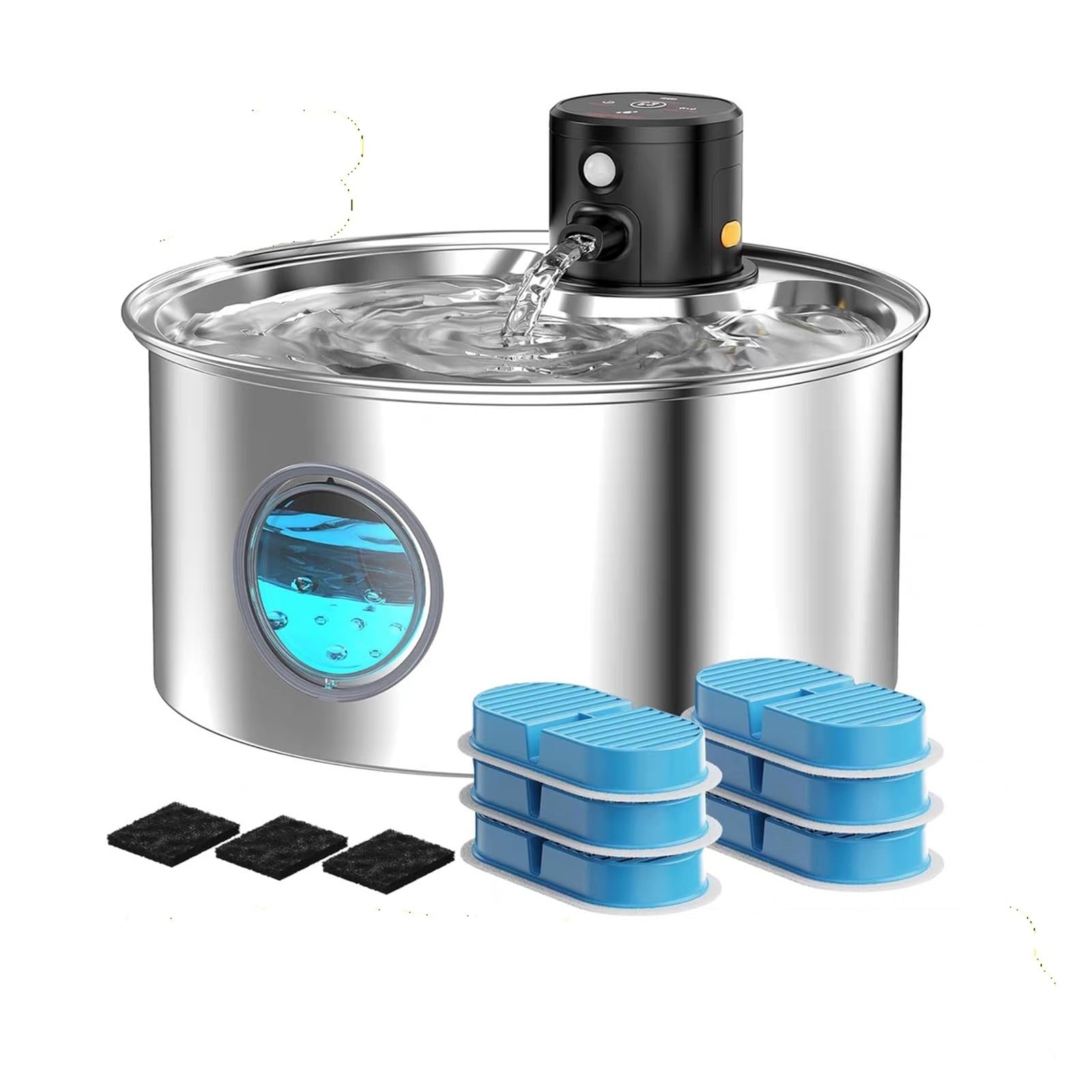 3.2L Recharge 5V USB Cat Water Fountain Automatic Sensor Stainless Steel Dog Multiple Pet Drinking Bowls(Suit d)