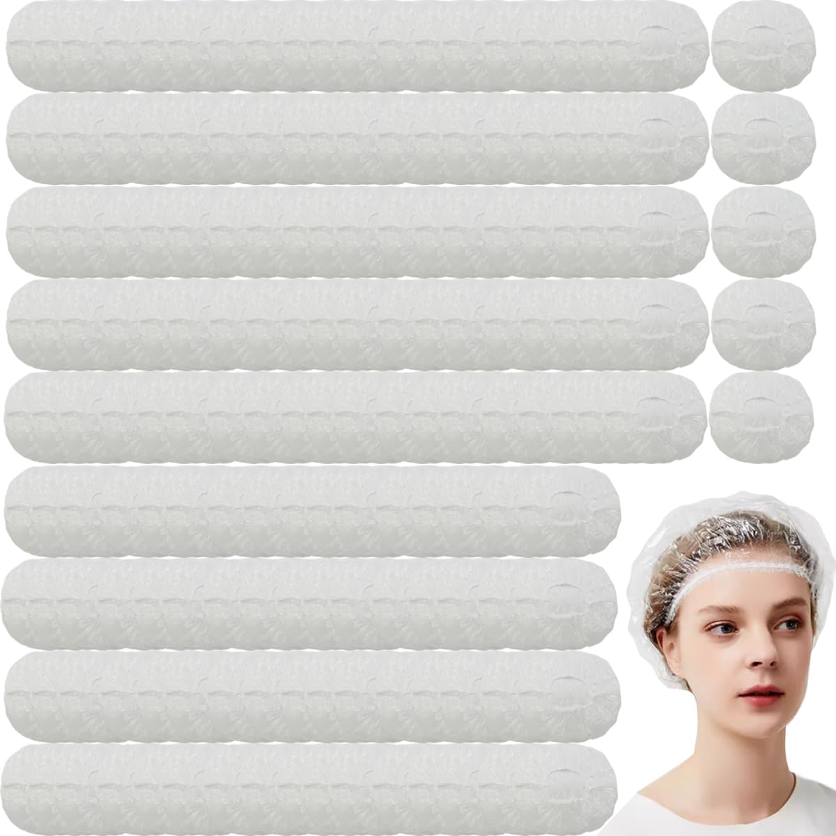 200 Pcs Disposable Plastic Shower Caps Clear Shower Caps
